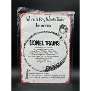 Lionel Trains Retro Metal Sign Advertising Memorabilia New